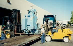Forklifts in an equipment yard