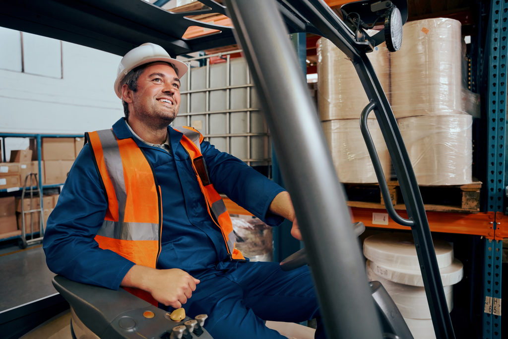 forklift operator loving his job